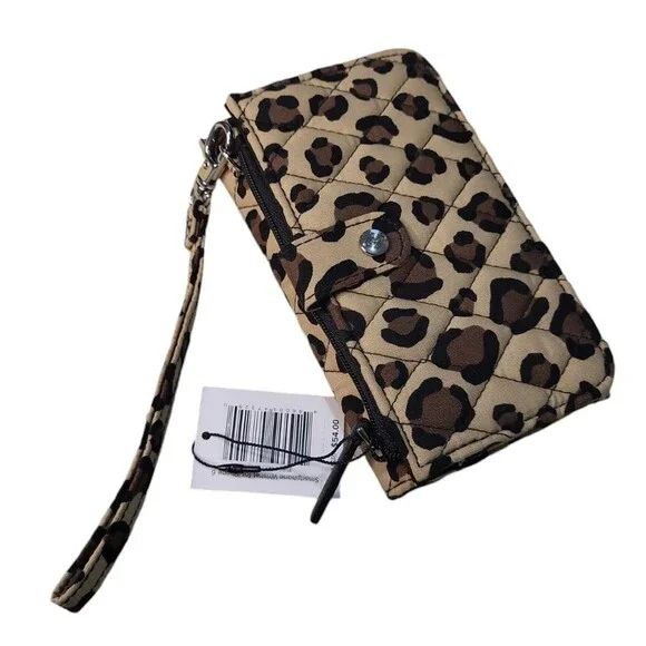 NWT Vera Bradley leopard animal print quilted smartphone Wristlet Wallet iphone - Picture 2 of 11